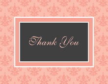 Light Grey Damask Pink Frame Thank You Cards