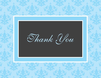 Modern Damask Blue Thank You Cards