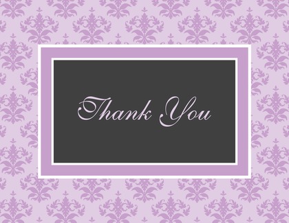 Modern Damask Black Thank You Cards