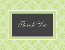 Trendy Green Damask Border Thank You Cards