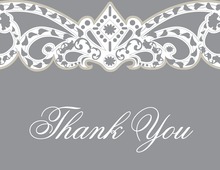 Embellished Vine Silver Thank You Cards