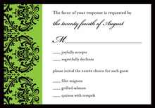 Modern Green Ochre Damask RSVP Cards