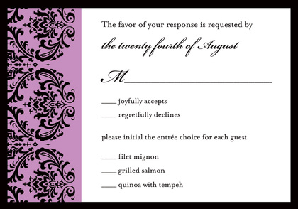 Modern Pink Ochre Damask RSVP Cards