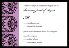 Modern Lavender Ochre Damask RSVP Cards