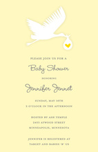 Pastel Yellow Flying Stork Bring News Announcement