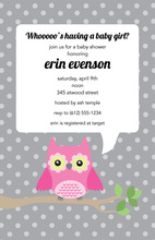Pink Owl Whooo Baby Shower Invitations