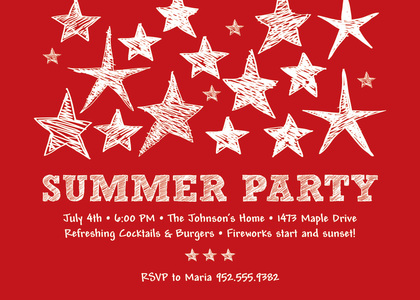 Blue Stars Summer Party Invitation