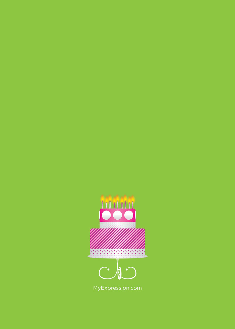 Pink Cake On Green Photo Cards