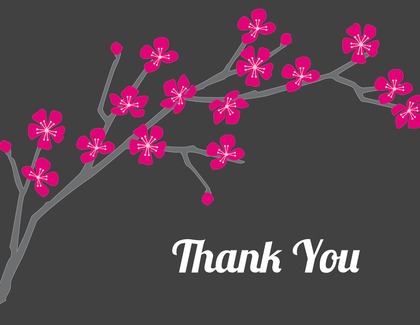 Classic Cherry Blossom In White Thank You Cards