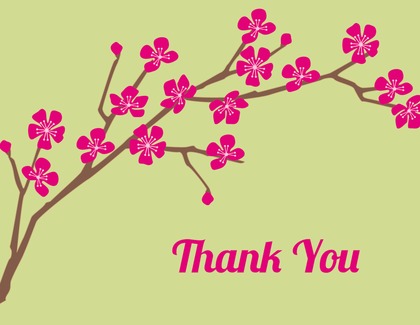 Classic Cherry Blossom In White Thank You Cards