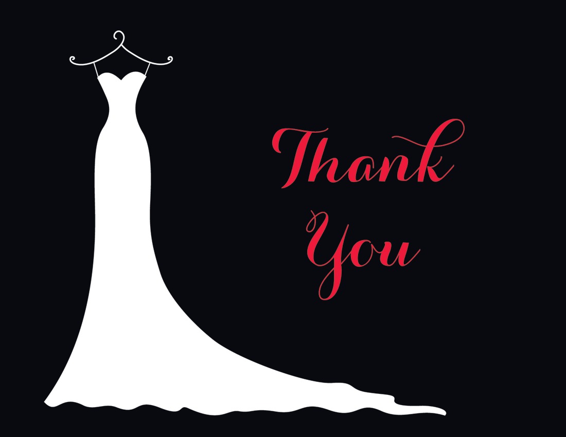 Red Gown Dresses Thank You Cards
