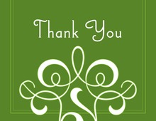 Trendy Green Damask Border Thank You Cards