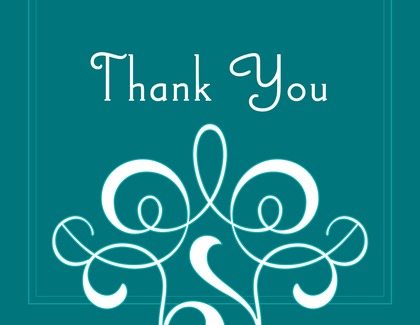 Classic Flourish Blue Thank You Cards