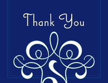 Elegant Swirl Blue Thank You Cards