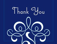 Elegant Blue Ornate Thank You Cards