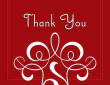 Red Leafy Flourish Thank You Cards