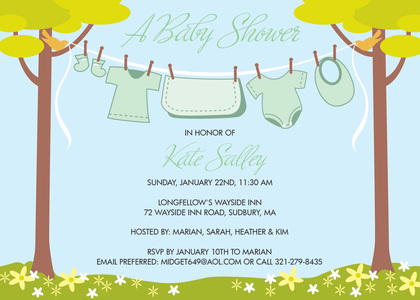 Lovely Laundry Blue Invitation