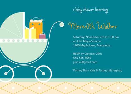 Trendy Pram Pink Invitations