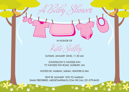 Lovely Laundry Blue Invitation