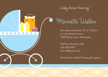 Trendy Pram Blue Invitations