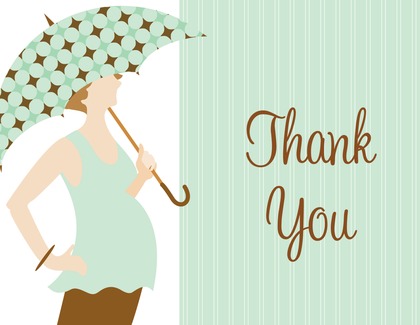 Umbrella Dots Girl Thank You Cards