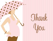 Umbrella Dots Girl Thank You Cards