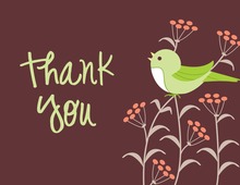 Lovely Birds Green Thank You Cards