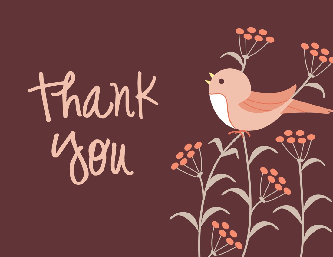 Modern Pink Song Bird Thank You Cards