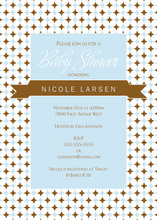 Ribbon Scroll Blue Invitations