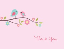 Lovely Birds Pink Thank You Cards