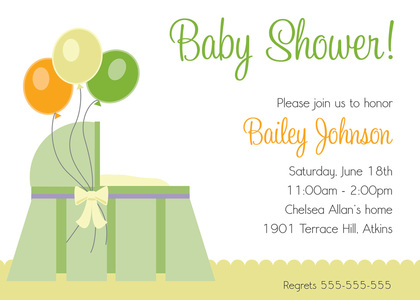 Three Baloons For Baby Girl Invitations