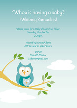 Powder Blue Adorable Hoot Invitations