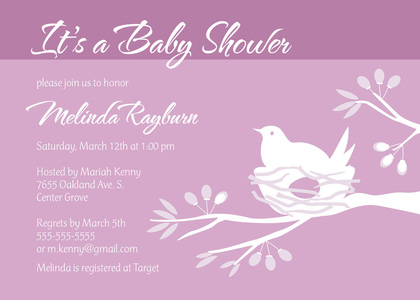 Bird on Nest Boy Invitation