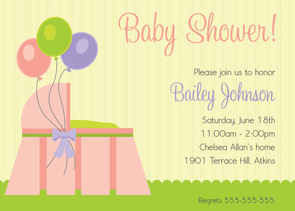 Three Baloons For Baby Boy Invitation