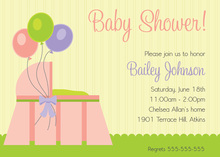 Three Baloons For Baby Girl Invitations