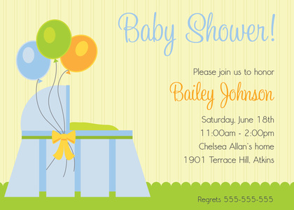 Three Baloons For Baby Girl Invitations