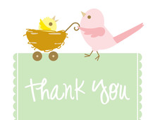 Mama Bird Green Thank You Cards