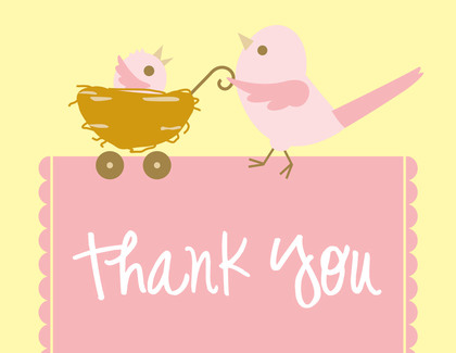 Mama Bird Green Thank You Cards