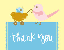 Blue Elephants Baby Shower Thank You Note