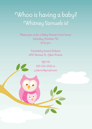 Owl On Branch Boy Invitations