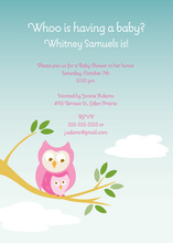 Sleepy Owl In Polka Dots Pink Invitations