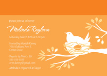 Bird on Nest Orange Invitations