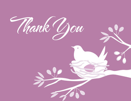 Bird on nest Blue Thank You Cards