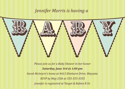 Modern BABY Flags In Pink Invitation