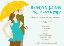 Traditional Couple Holding Umbrella Pregnant Invites