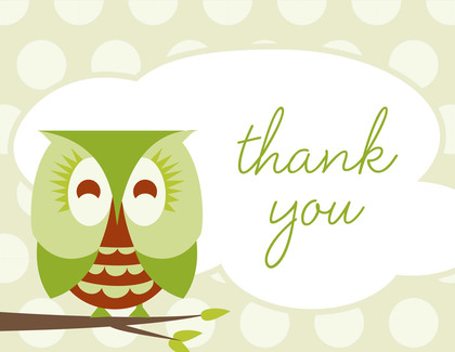 Sleepy Owl Blue Thank You Cards