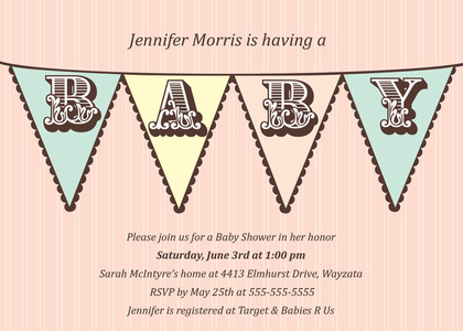 Simple BABY Flags In Blue Invitation
