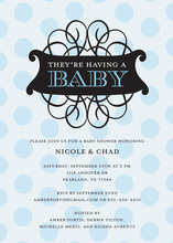 Antique Flourish Blue Invitation