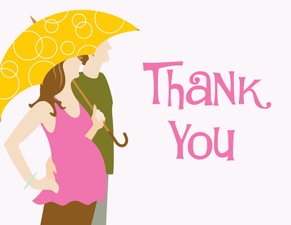 Couple With Umbrella Blue Thank You Cards