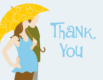 Couple With Umbrella Pink Thank You Cards